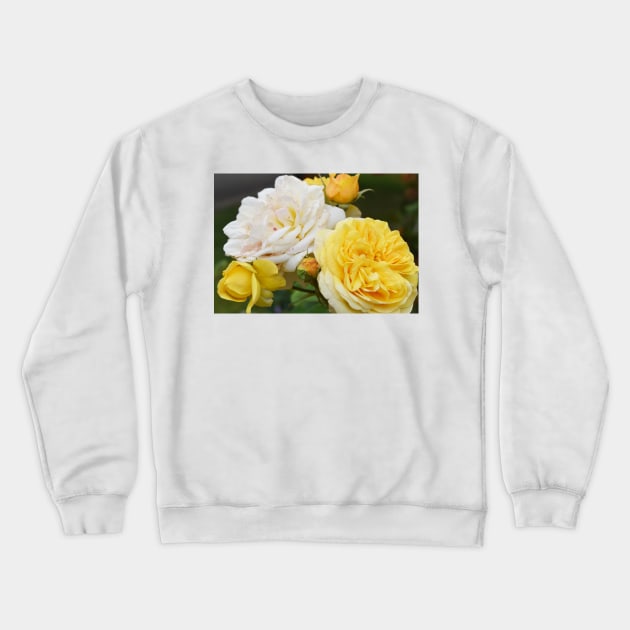 Yellow and White Roses Crewneck Sweatshirt by BiscuitSnack